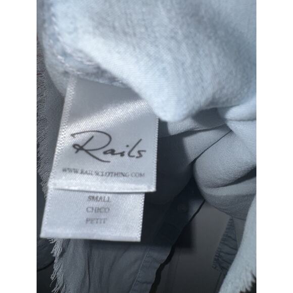 Rails Ingrid Raw Light Vintage Shirt Blue Raw Hem Long Sleeve Button Down Sz S - Picture 10 of 12